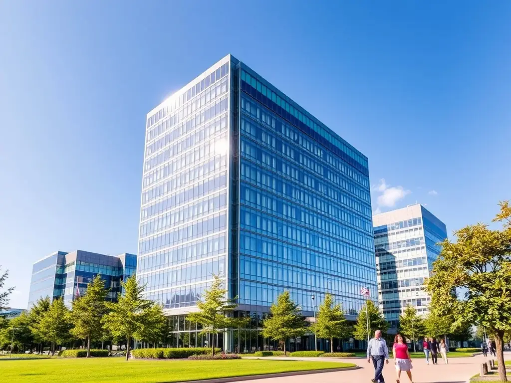 A commercial office building with modern architecture, representing business opportunities, symbolizing Apex Real Estate Advisors' commercial real estate services.